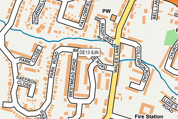 DE13 8JN map - OS OpenMap – Local (Ordnance Survey)