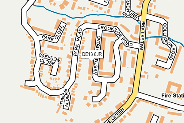 DE13 8JR map - OS OpenMap – Local (Ordnance Survey)