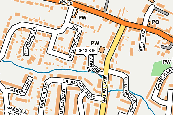 DE13 8JS map - OS OpenMap – Local (Ordnance Survey)