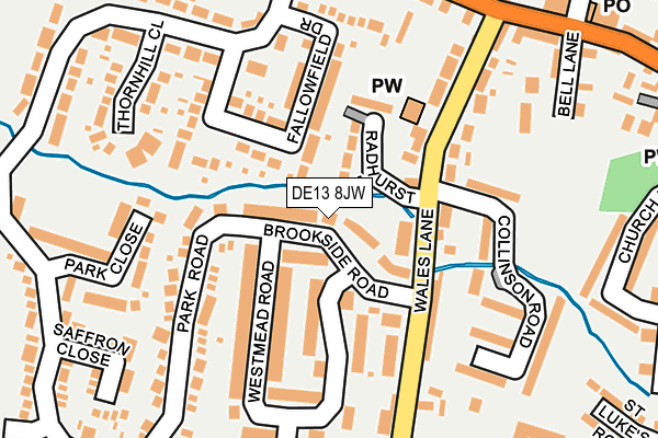 DE13 8JW map - OS OpenMap – Local (Ordnance Survey)