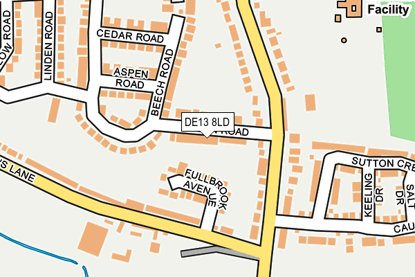 DE13 8LD map - OS OpenMap – Local (Ordnance Survey)