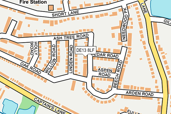 DE13 8LF map - OS OpenMap – Local (Ordnance Survey)