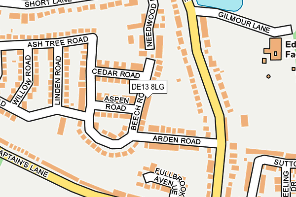 DE13 8LG map - OS OpenMap – Local (Ordnance Survey)