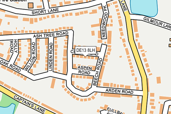 DE13 8LH map - OS OpenMap – Local (Ordnance Survey)