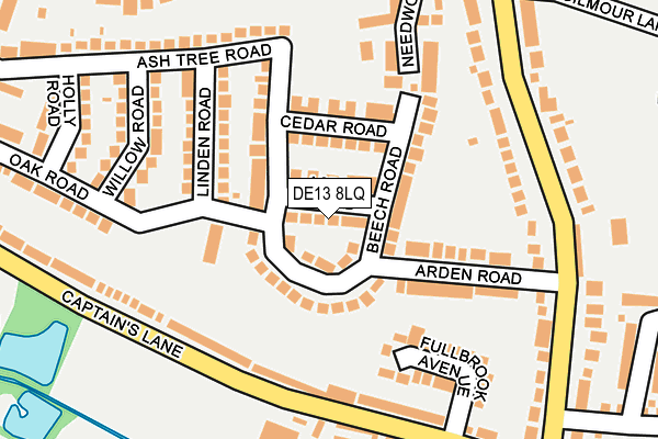 DE13 8LQ map - OS OpenMap – Local (Ordnance Survey)