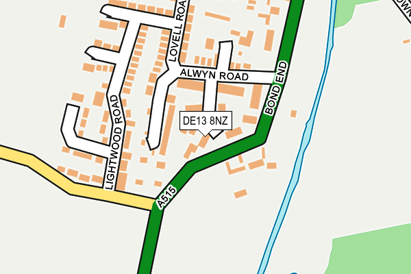 DE13 8NZ map - OS OpenMap – Local (Ordnance Survey)