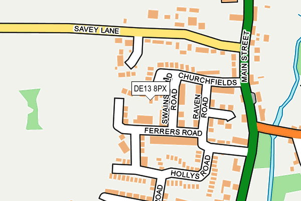 DE13 8PX map - OS OpenMap – Local (Ordnance Survey)