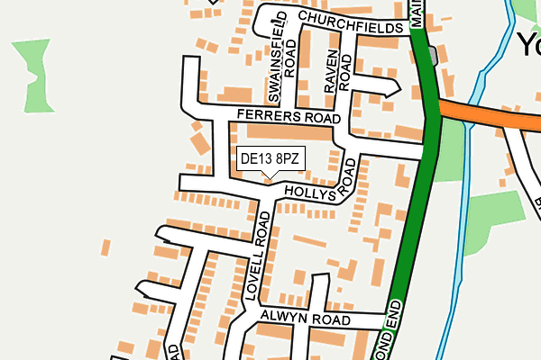 DE13 8PZ map - OS OpenMap – Local (Ordnance Survey)