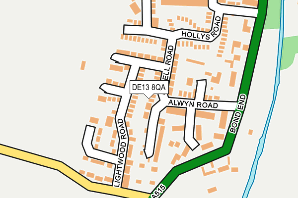 DE13 8QA map - OS OpenMap – Local (Ordnance Survey)