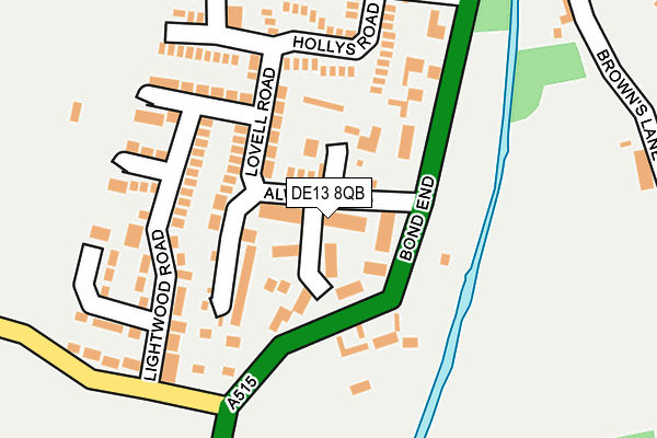 DE13 8QB map - OS OpenMap – Local (Ordnance Survey)