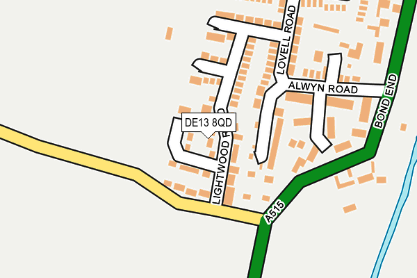 DE13 8QD map - OS OpenMap – Local (Ordnance Survey)