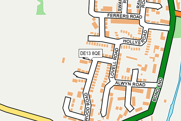 DE13 8QE map - OS OpenMap – Local (Ordnance Survey)