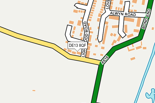 DE13 8QF map - OS OpenMap – Local (Ordnance Survey)