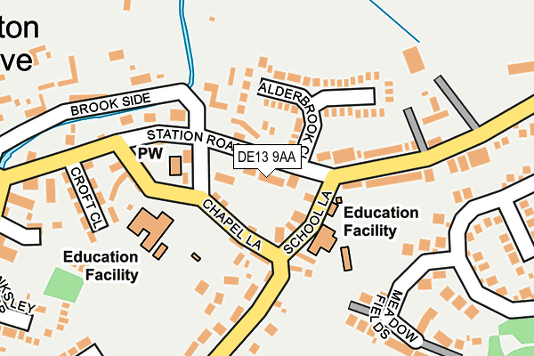 DE13 9AA map - OS OpenMap – Local (Ordnance Survey)