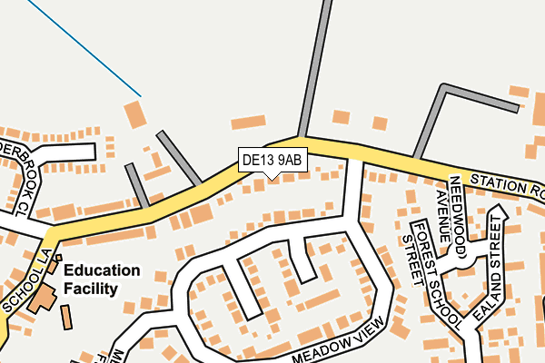 DE13 9AB map - OS OpenMap – Local (Ordnance Survey)
