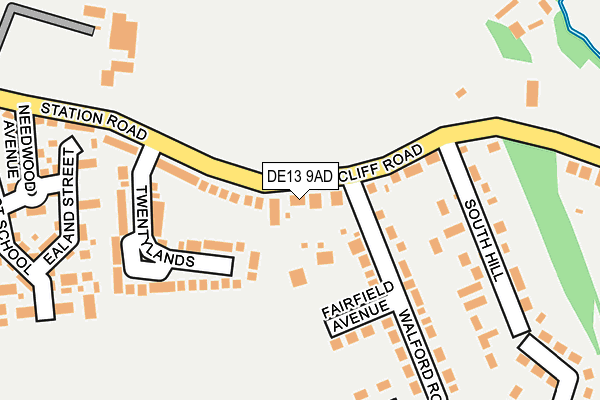 DE13 9AD map - OS OpenMap – Local (Ordnance Survey)