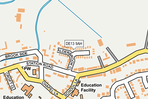 DE13 9AH map - OS OpenMap – Local (Ordnance Survey)