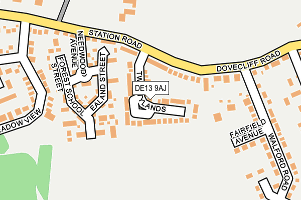 DE13 9AJ map - OS OpenMap – Local (Ordnance Survey)