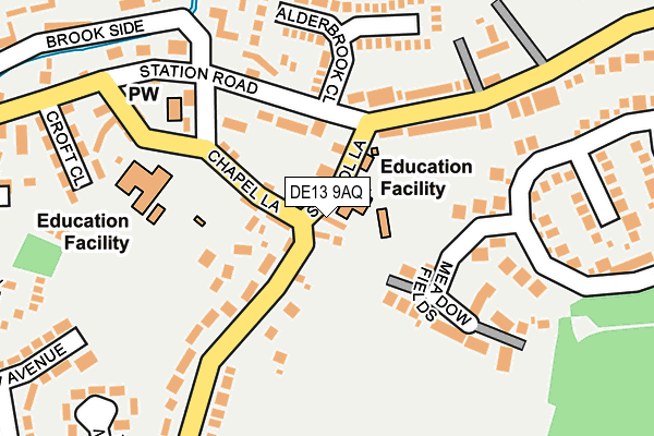 DE13 9AQ map - OS OpenMap – Local (Ordnance Survey)