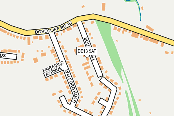 DE13 9AT map - OS OpenMap – Local (Ordnance Survey)