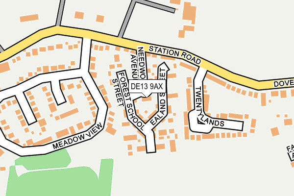 DE13 9AX map - OS OpenMap – Local (Ordnance Survey)