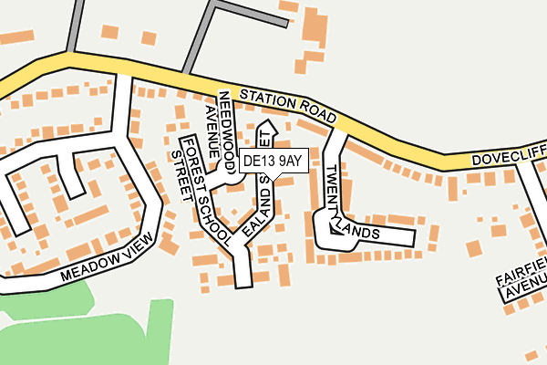 DE13 9AY map - OS OpenMap – Local (Ordnance Survey)