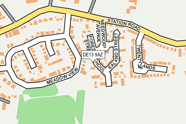 DE13 9AZ map - OS OpenMap – Local (Ordnance Survey)