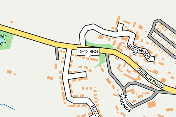 DE13 9BG map - OS OpenMap – Local (Ordnance Survey)