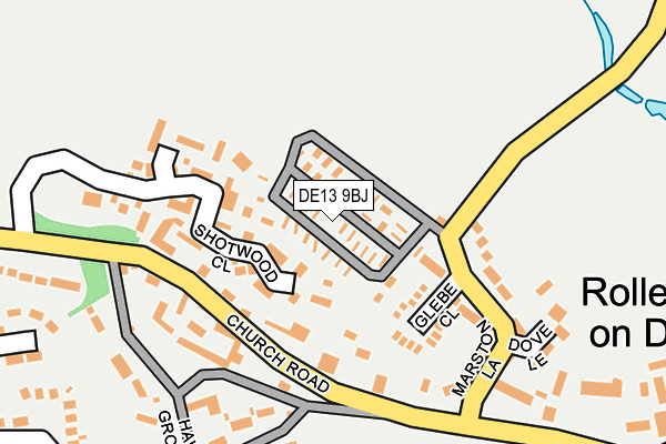 DE13 9BJ map - OS OpenMap – Local (Ordnance Survey)