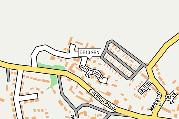 DE13 9BN map - OS OpenMap – Local (Ordnance Survey)