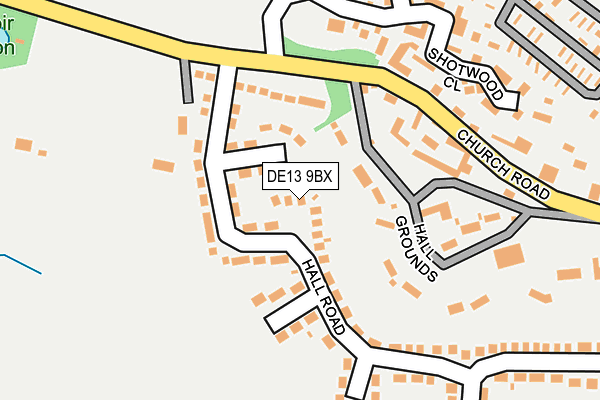 DE13 9BX map - OS OpenMap – Local (Ordnance Survey)