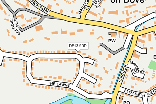 DE13 9DD map - OS OpenMap – Local (Ordnance Survey)