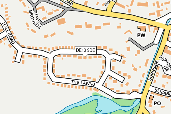 DE13 9DE map - OS OpenMap – Local (Ordnance Survey)