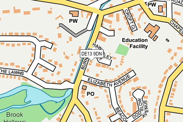 DE13 9DN map - OS OpenMap – Local (Ordnance Survey)