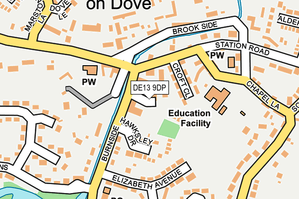 DE13 9DP map - OS OpenMap – Local (Ordnance Survey)