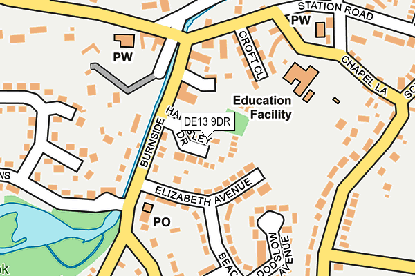 DE13 9DR map - OS OpenMap – Local (Ordnance Survey)
