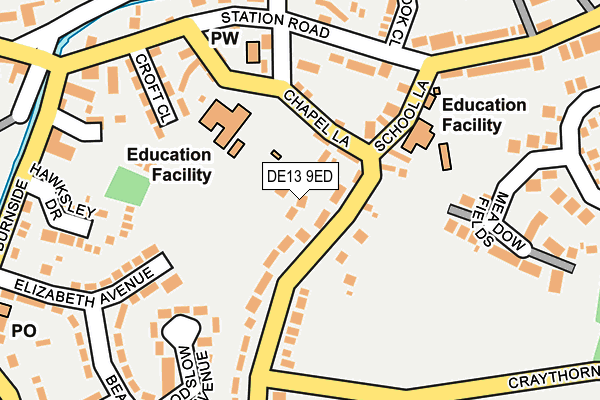 DE13 9ED map - OS OpenMap – Local (Ordnance Survey)