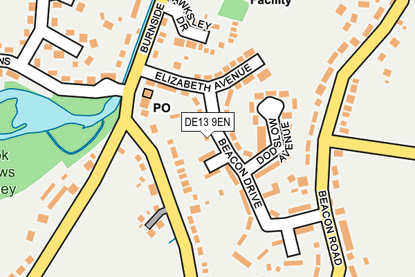 DE13 9EN map - OS OpenMap – Local (Ordnance Survey)