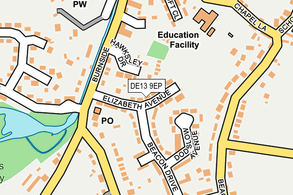 DE13 9EP map - OS OpenMap – Local (Ordnance Survey)