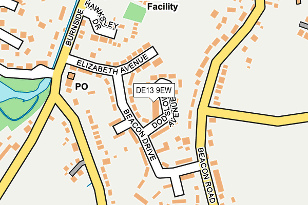 DE13 9EW map - OS OpenMap – Local (Ordnance Survey)