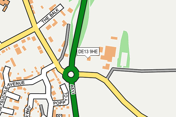DE13 9HE map - OS OpenMap – Local (Ordnance Survey)