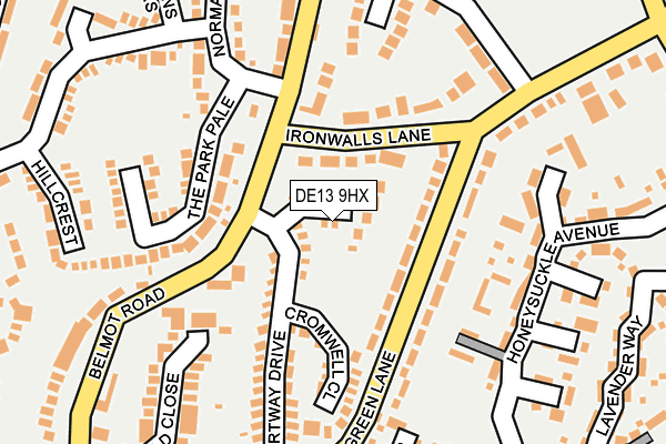 DE13 9HX map - OS OpenMap – Local (Ordnance Survey)