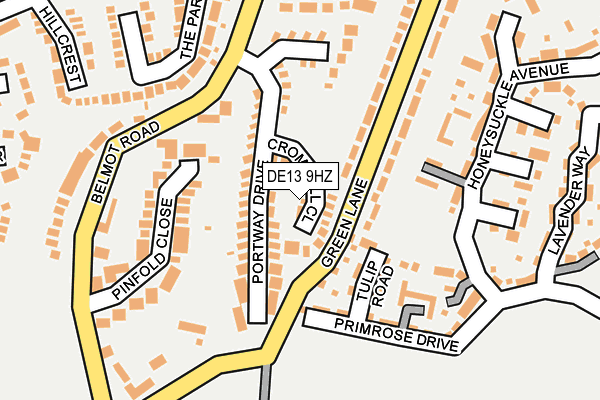 DE13 9HZ map - OS OpenMap – Local (Ordnance Survey)