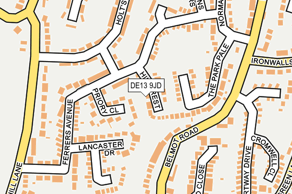 DE13 9JD map - OS OpenMap – Local (Ordnance Survey)