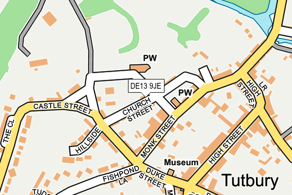 DE13 9JE map - OS OpenMap – Local (Ordnance Survey)