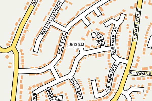 DE13 9JJ map - OS OpenMap – Local (Ordnance Survey)