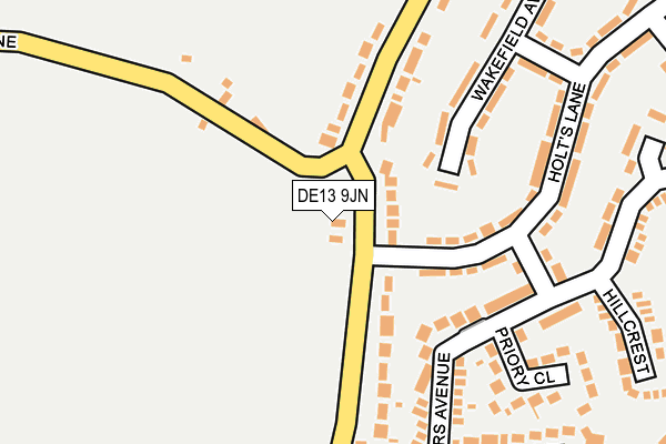 DE13 9JN map - OS OpenMap – Local (Ordnance Survey)
