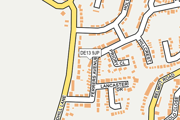 DE13 9JP map - OS OpenMap – Local (Ordnance Survey)