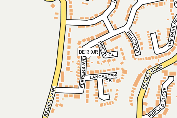 DE13 9JR map - OS OpenMap – Local (Ordnance Survey)