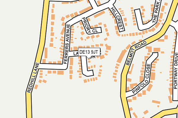 DE13 9JT map - OS OpenMap – Local (Ordnance Survey)
